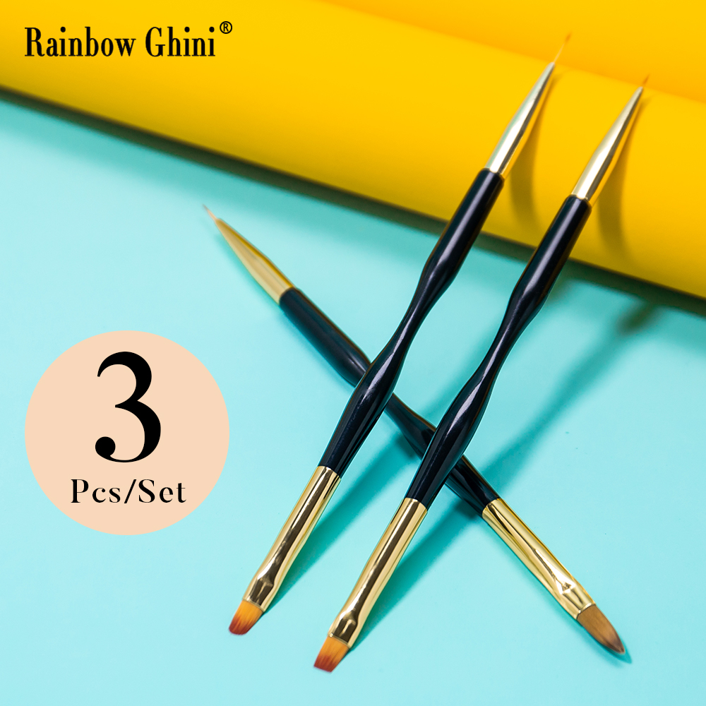 Rainbow Ghini 3Pcs/Set Dual He - đánh giá và giá Detailing Brush Set
