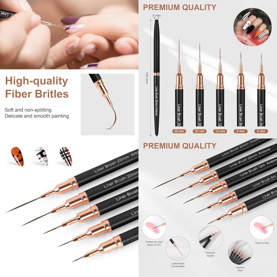 Metallic Nail Art Pens, Liner  - đánh giá và giá Detailing Brush Set