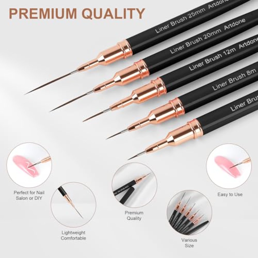 Metallic Nail Art Pens, Liner  - đánh giá và giá Detailing Brush Set