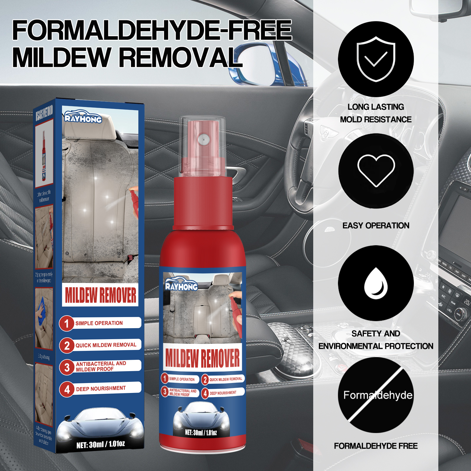 Car Mildew Remover Spray Multi - đánh giá và giá Leather Cleaner Interior